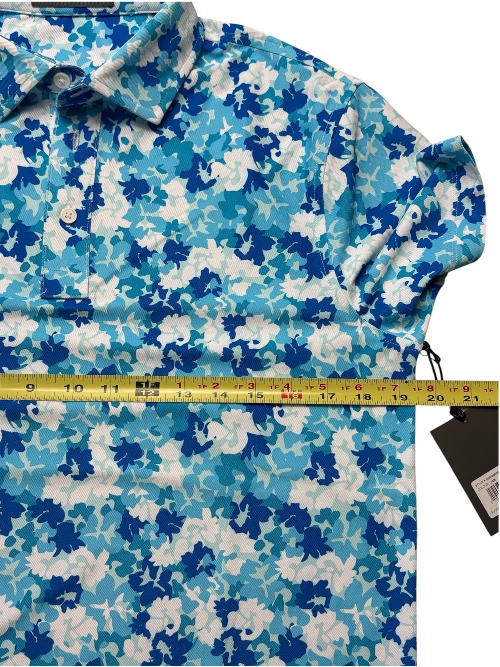 NWT G/FORE Camo Floral Tech Piqué Golf Polo Blue S - Picture 9 of 15